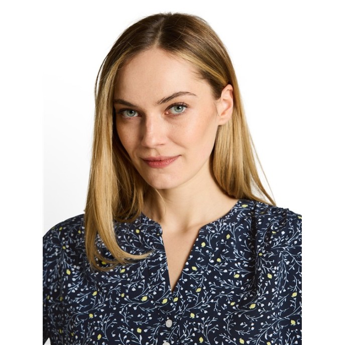 Tom Tailor blouse1049796 Marine wit lichtblauw geel
